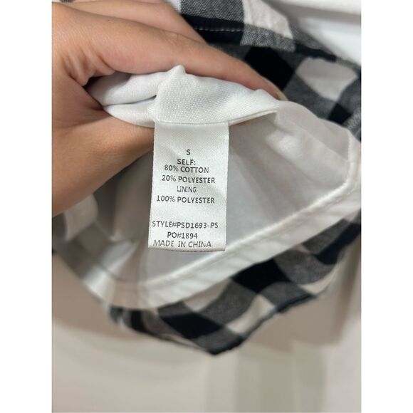 NWOT Jessakae Black & White Plaid Picnic Waist Tie Mini Dress Women's Small - Picture 6 of 13